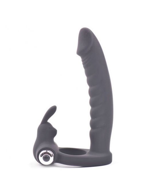 Fun Bunny Teaser Vibrating Rabbit Cock Ring Black