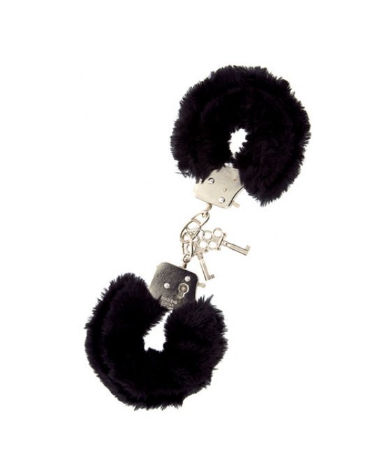 Furry Metal Handcuffs Black