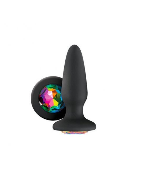 Glams Silicone Rainbow Gem Butt Plug Black