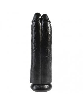 King Cock 11 Inch Black Two Cocks One Hole Hollow StrapOn