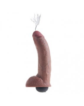 King Cock 9 Inch Squirting Cock With Balls Brown