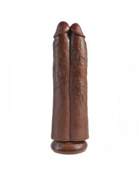 King Cock Two Cocks One Hole 11 Inch Brown Dildo