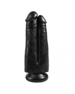 King Cock Two Cocks One Hole 7 Inch Black Dildo