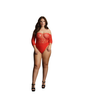 Le Desir Crotchless Rhinestone Teddy Red UK 14 to 20