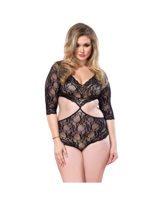 Leg Avenue Cut Out Floral Lace Teddy UK 18 to 22