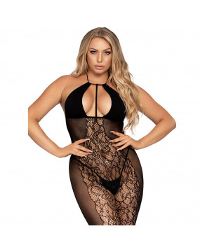 Leg Avenue Lace And Opaque Bodystocking UK 6 to 12