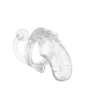 Man Cage 10  Male 3.5 Inch Clear Chastity Cage With Anal Plug