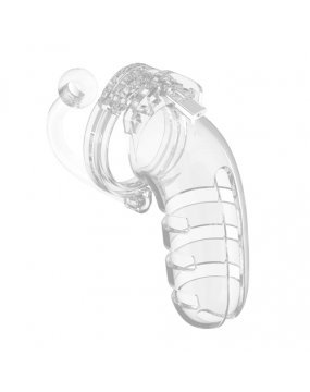Man Cage 12  Male 5.5 Inch Clear Chastity Cage With Anal Plug