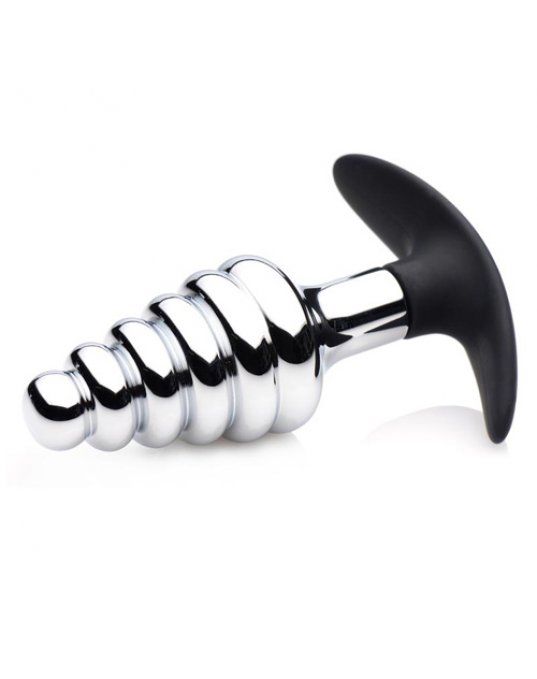 Master Series Dark Hive Metal And Silicone Ribbed Anal Plug