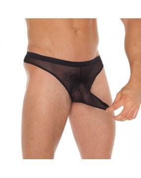 Mens Black GString With Penis Sleeve