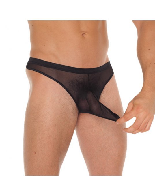 Mens Black GString With Penis Sleeve