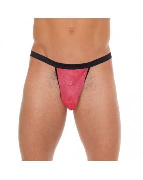 Mens Black GString With Pink Pouch