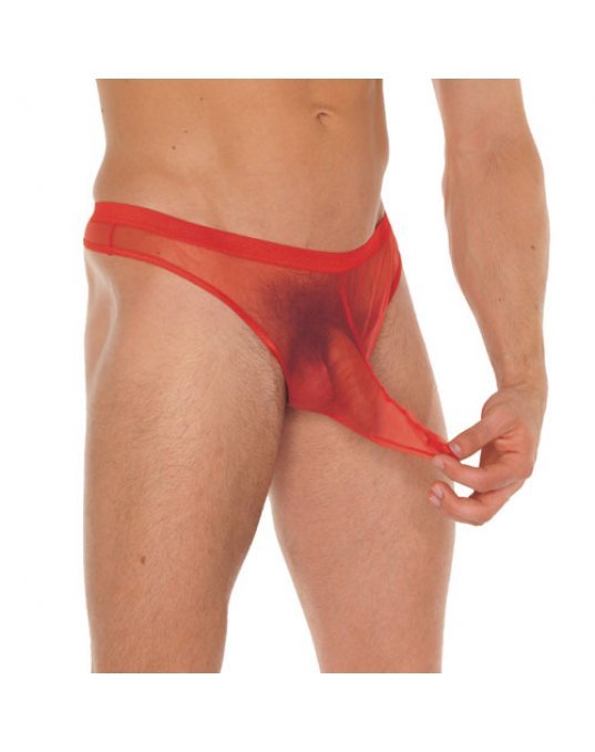 Mens Red GString With Penis Sleeve