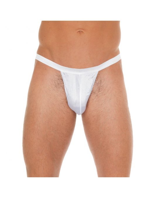 Mens White GString With Small White Pouch