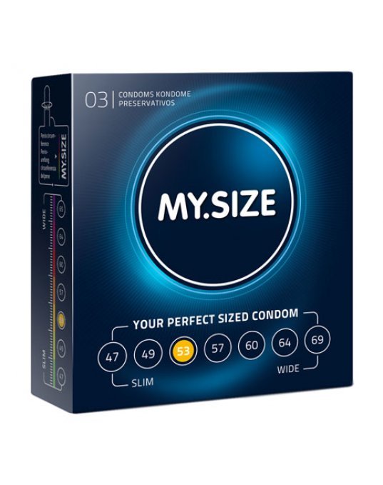 My.Size Natural Latex Condom 53 Width 3 PCS