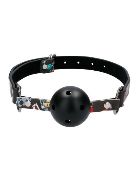 Ouch Breathable Ball Gag With Printed Leather Straps