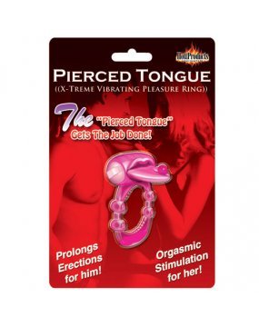 Pierced Tongue Vibrating Silicone Cock Ring