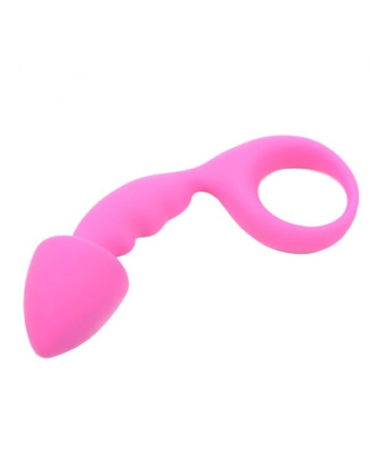 Pink Silicone Curved Comfort Butt Plug