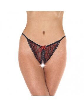 Red And Black Tanga Open Brief