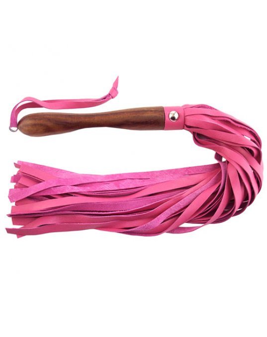 Rouge Garments Wooden Handled Pink Leather Flogger
