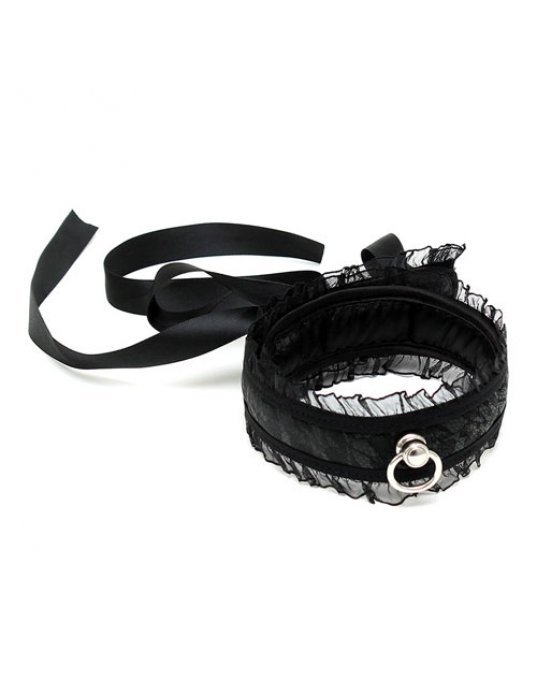 Satin Look Black Collar With O Ring