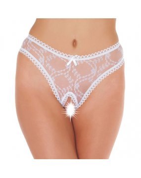 Sheer Pattern Crotchless White GString