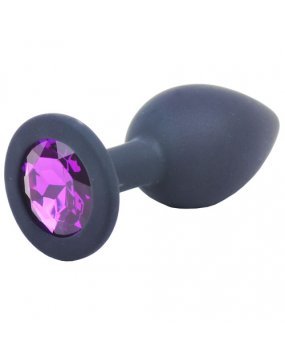 Small Black Jewelled Silicone Butt Plug