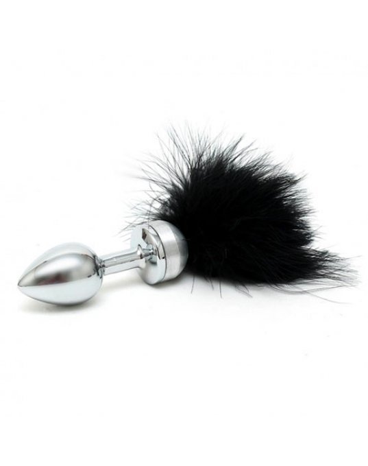 Small Butt Plug With Black Feathers