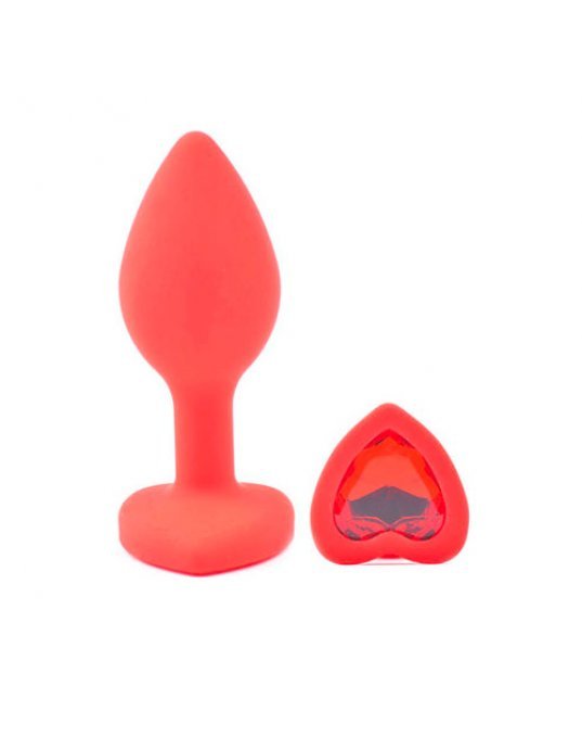 Small Heart Shaped Diamond Base Red Butt Plug