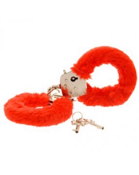 Toy Joy Furry Fun Hand Cuffs Red Plush