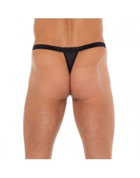 Mens Black GString With Red Pouch