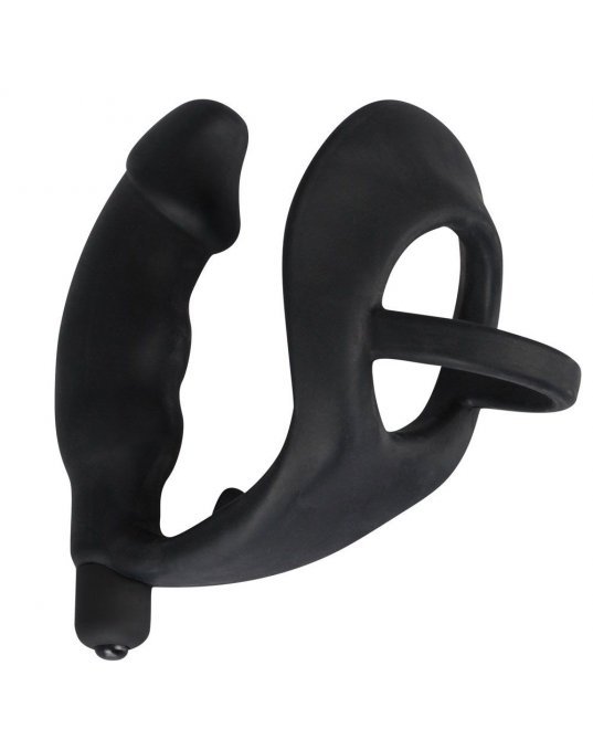 Black Velvets Cock Ring And Vibrating Anal Plug