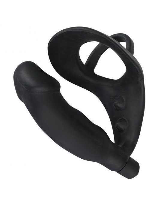 Black Velvets Cock Ring And Vibrating Anal Plug