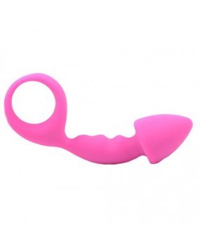 Pink Silicone Curved Comfort Butt Plug
