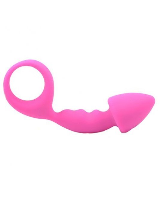 Pink Silicone Curved Comfort Butt Plug