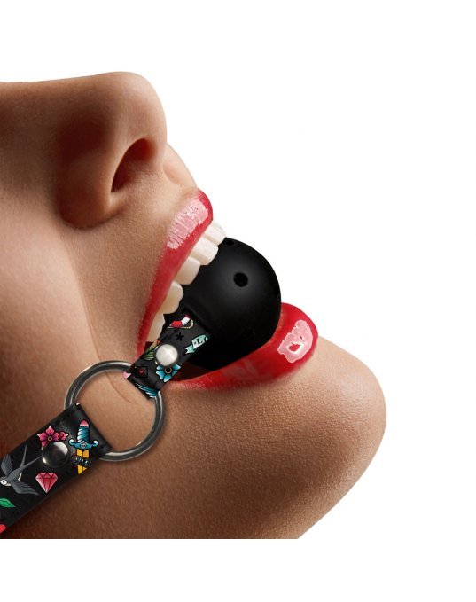 Ouch Breathable Ball Gag With Printed Leather Straps