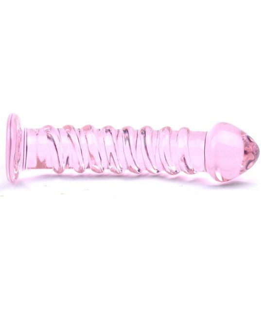 Textured Pink Glass Dildo