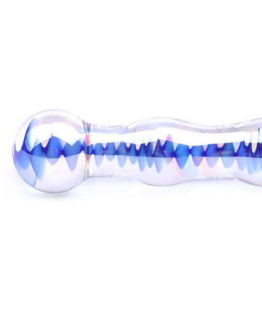 Blue Wavy Glass Dildo