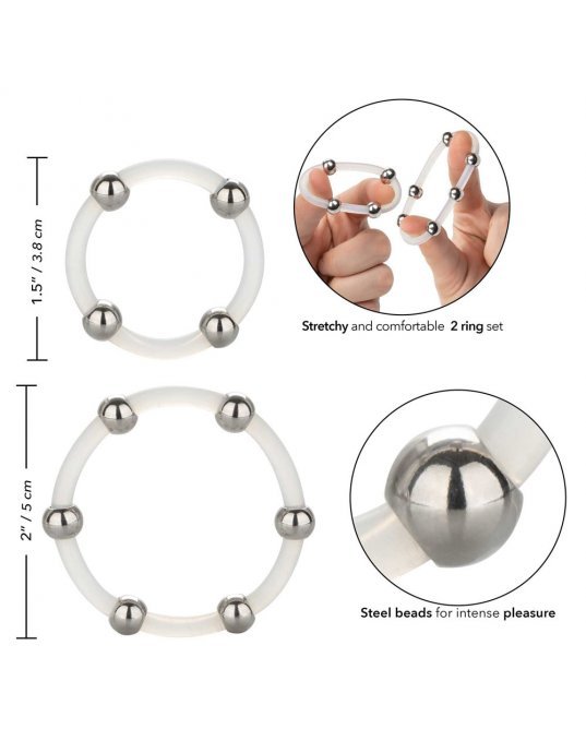 Steel Beaded Silicone Ring Set