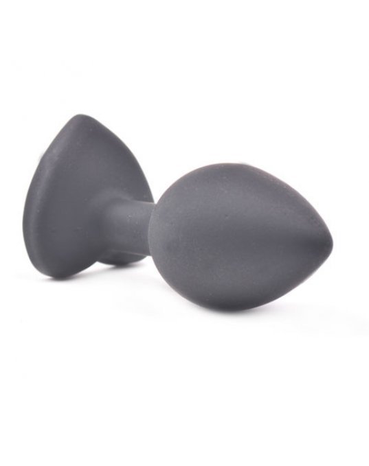 Small Heart Shaped Diamond Base Black Butt Plug