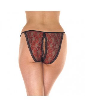 Red And Black Tanga Open Brief