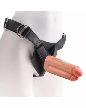 King Cock StrapOn Harness 7 Inch Two Cocks One Hole Dildo