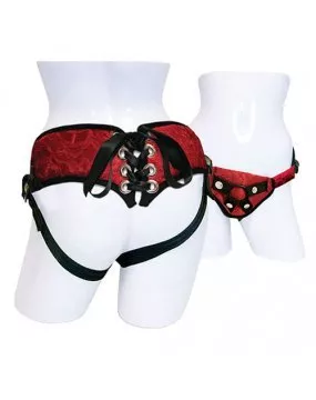 SportSheets Red Lace With Satin Corsette Strap On